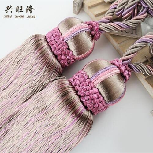 XWL New 1 Pair Curtain Tiebacks Ball Hanging Belts Bind Ropes Strap Tassel Fringe Tieback Curtain Clips Pendant Accessories