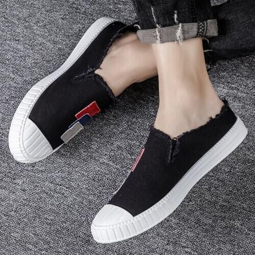 Work shoes trainers fashion mesh black on leather slip spring leisure Casual solid de shoe summer para man canvas Light Fashion