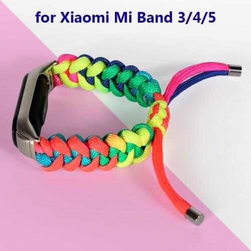 Mi Band 5 Straps Nylon Bracelet for Xiaomi Mi Band 4 3 Bands Wristband Replacement Woven Watchband Accessories Colorful Rainbow