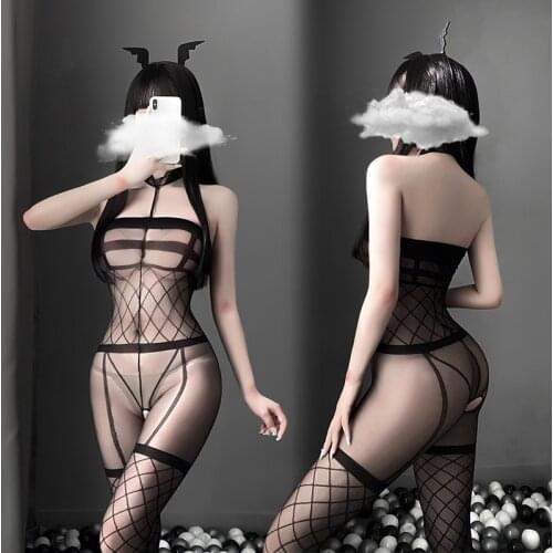 Sexy Crotchless Lingerie Retro Halter Backless Bodysuit Women Erotic Open Crotch Bodystockings Temptation Transparent Underwear