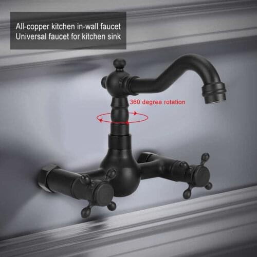 360 degree Rotating Faucet Copper Material Wall Mounted Faucet Hot Cold Water Mixer Faucet for Bathroom Home Sink Hotel