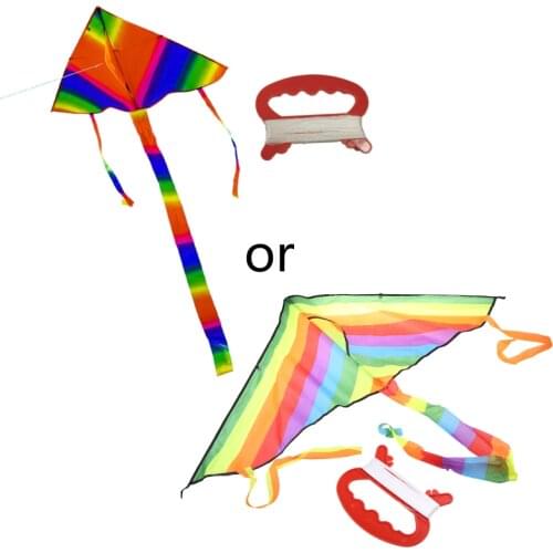 1Pc Rainbow Colorful Kite for Fun Assemble Kite with Long Colorful Tail Party & Outdoor Toy Lightweight Outdoor Sports
