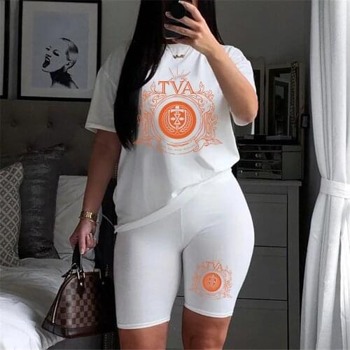 Womens two-piece loki T-shirt shorts suit summer loose short-sleeved O-neck plus size casual jogging motorcycle shorts