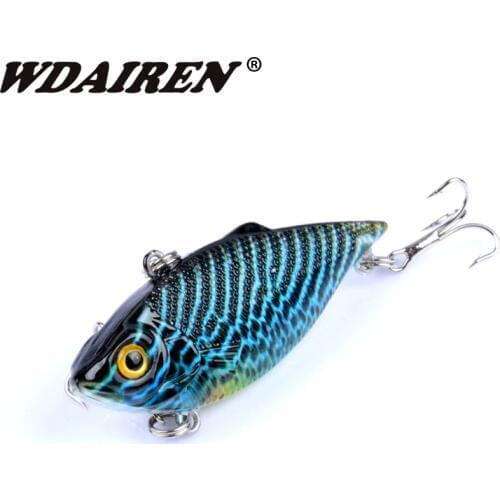 1PCS 6.5cm 7.7g Vib Fishing Lure Swim 3D Eyes Fishing Bait Treble Hooks Fish Wobbler Crankbait Pesca Peche Kosadaka Tackle