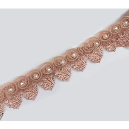 1Yard Artificial Pearl Barcode Embroidery Lace Ribbon For Home Textile Supplies DIY Sewing Craft Clothing Accessories