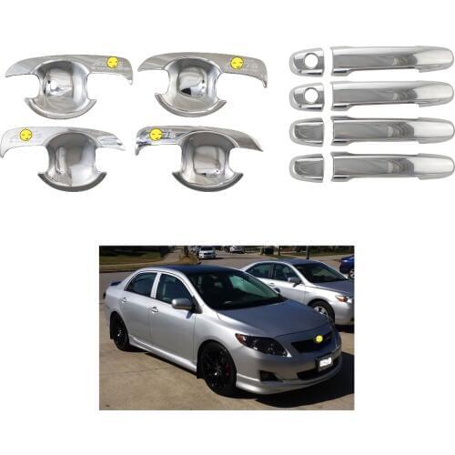 12pcs New ABS Chrome Car Side Door Handle Cover Cup Bowl Trim Sticker For Tenth-generation Toyota Corolla 2008-2013 E140