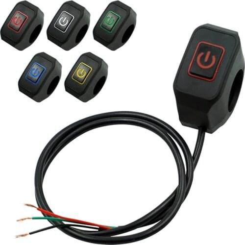 22mm 7/8'' Motorcycle Handlebar Switch Momentry Buttton For Electric Star Kill Waterproof Control Switch Button W/ LED light 12V