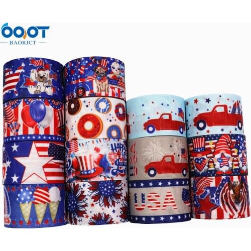38MM 10Yards M-21324-254 Independence Day Thermal Transfer Printed Grosgrain Ribbons,Bow Cap DIY Party Gift Packaging Materials