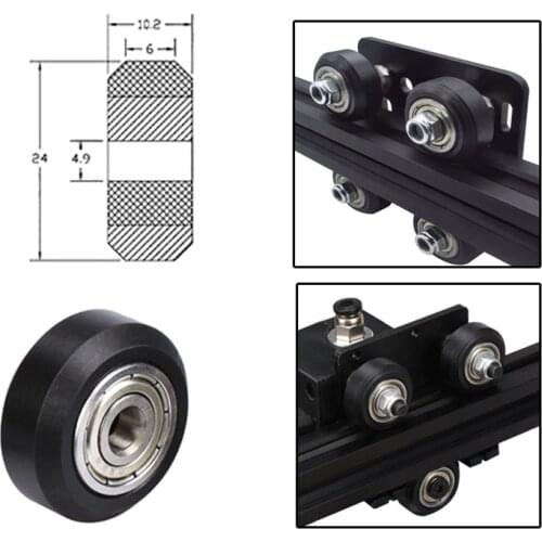5PCS CNC Openbuilds Plastic Wheel POM with 625ZZ MR105zz Idler Pulley Gear Passive Round Perlin Wheel for Ender 3 CR10 CR-10S