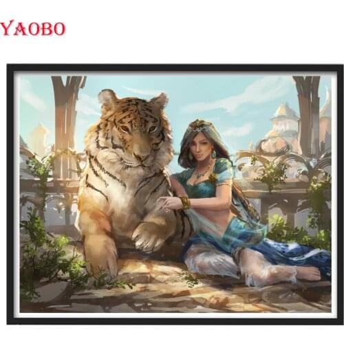 5D DIY Square Round Diamond Embroidery Tiger Beautiful Woman Queen Mosaic Diamond Painting Cross Stitch Rhinestone Home Decor