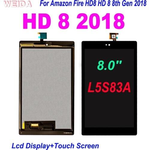 8.0'' For Amazon Fire HD8 HD 8 8th Gen 2018 L5S83A LCD Display Touch Screen Digitizer Assembly for Amazon Fire HD 8 2018 LCD
