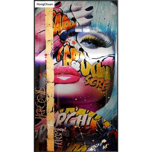 Abstract woman painted mural 5D DIY diamond paintingcross stitch needleworkhome decorationsquare/round mosaic diamond embroidery