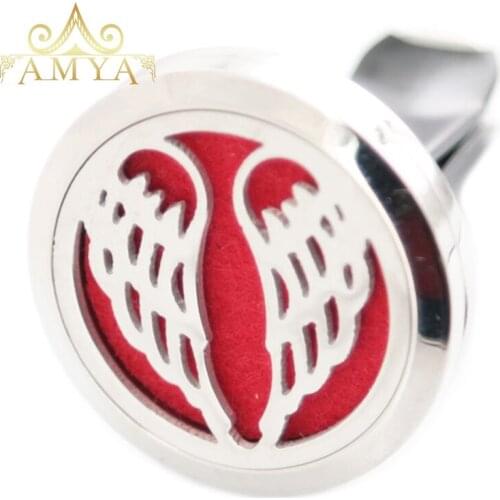 Angel Wing Love Heart 30mm Diffuser 316 Stainless Steel Car Aroma Locket Essential Oil Car Diffuser Lockets Free 40Pcs Pads