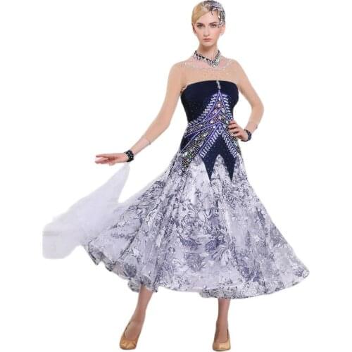 B-16244 Custom made Ballroom Dresses Sexy long sleeves Stage Waltz Dancing Big Swing Dress Women Ballroom Competition Dress