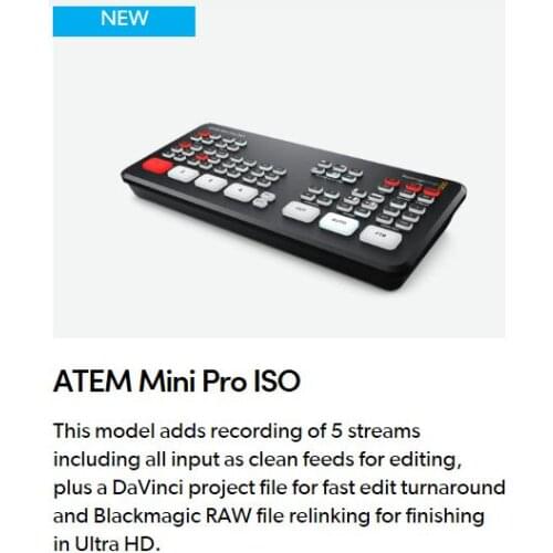 Blackmagic ATEM Mini Pro ISO HD-MI input output Live Stream Switcher Multi-view Recording New Features video switcher