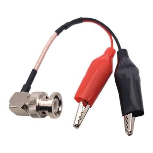 BNC Male Right Angle to Dual Alligator Clip Test Connector Pigtail RG316 Cable