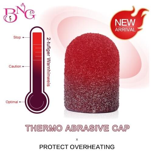 BNG 50pcsGrit 80 Nail Temperature Change Sanding Cap Sanding Block Caps With Mandrel For Pedicure Electric Nail Drill Foot Care