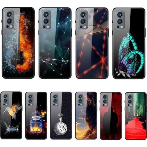 Case For Oneplus Nord 2 5G Phone Case Back Cover Black Silicone Bumper With Tempered Glass