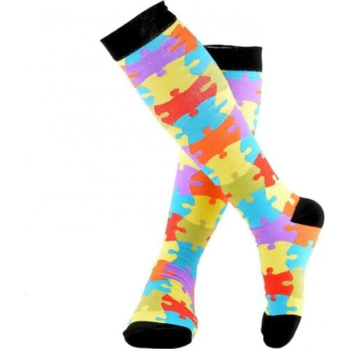 Unisex Stockings Men Women Workout Socks Heart Print Sport Cycling Compression Stockings Knee Length Socks