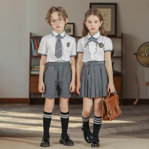 Childrens School Uniforms College Style Collective Fashion Trend British Costumes Girls Skirts Boys Pants Shirts 2021 New Style