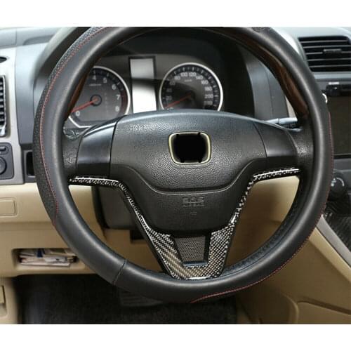 For Honda CR-V CRV 2007-2011 car accessories Real Carbon Fiber Interior Steering Wheel Panel Cover Trim