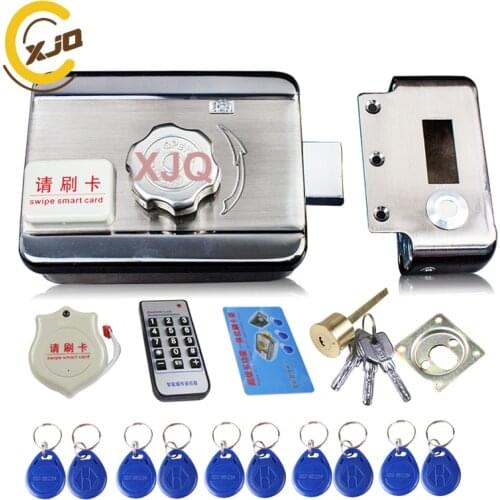 XJQ Electronic RFID Gate Lock/Smart Electric Strike Lock Magnetic Induction Door Entry Access Control System with 10 key tags