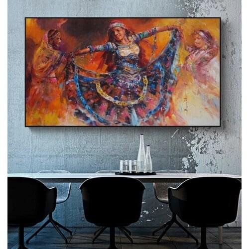 Fulk Dancer By Hand Painted Impression World Art Figure Oil Painting On Shown in Dubai On Canvas For Wall Decoration