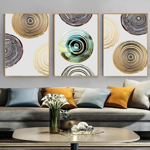 Nordic Style Landscape Picture Golden Tree Feather Canvas Painting Wall Art Modern Poster and Prints In Living Room Decor Home