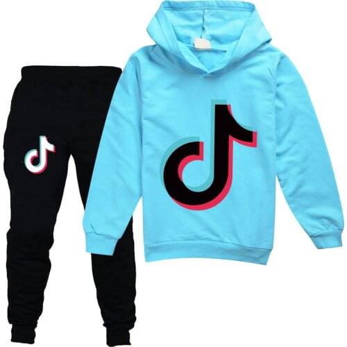 TIK TOK Childrens spring autumn hoodie pant set fashion print cotton boy long-sleeved suit girl sport clothes sets