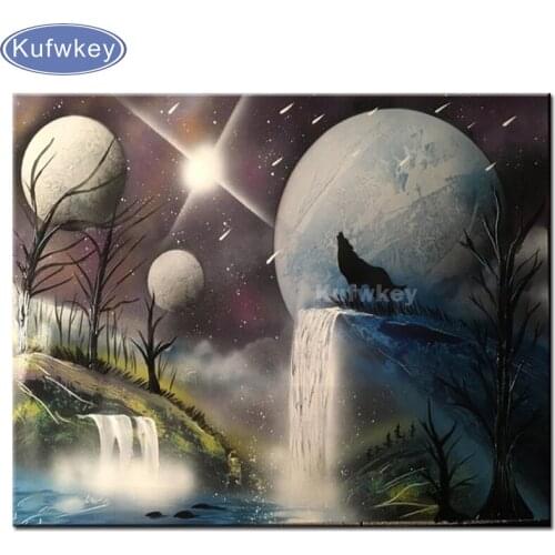 Wolf Diamond Painting Diy Square Full Diamond Embroidery wolve and planet Rhinestones Cross Stitch Kits Mosaic Handicrafts gift