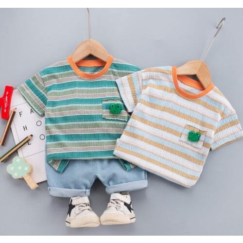 Summer Baby Boys Girl Clothes Clothing Sets Kids Children Cartoon Striped T-shirts + Pants Suits Toddler Infant Casual Tracksuit