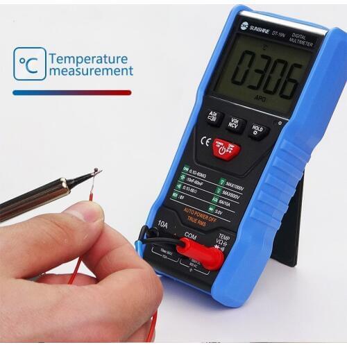 Mini Intelligent LCD Digital Multimeter Temperature Measurement AC DC Resistance Tester for Mobile Phone Repair DT-19N