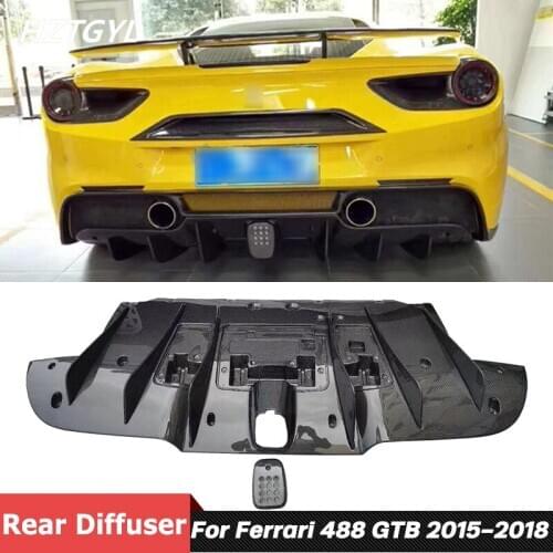 N Style Carbon Fiber Material Rear Bumper Lip Spoiler Diffuser For Ferrari 488 GTB Tuning 2015-2018