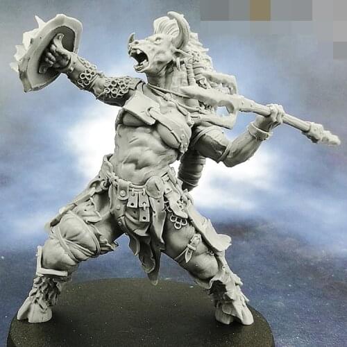 Resin Model kit figure GK, Female Minotaur (Spear), Fantasy theme, Unassembled and unpainted kit