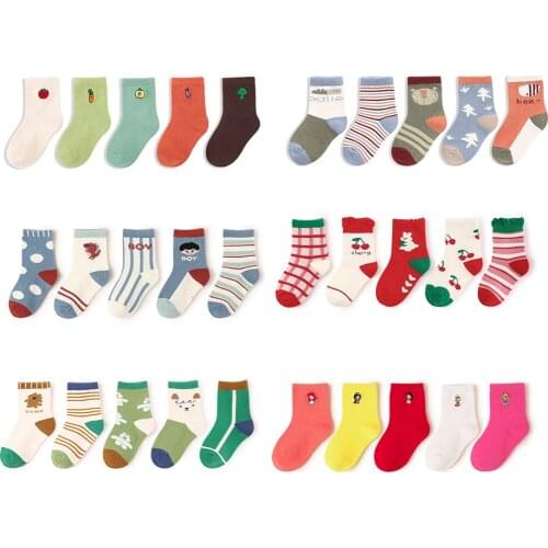 5 Pairs/lot Kids Soft Cotton Socks Children Boys Girls Baby Cute Cartoon Warm Short Socks Fashion Autumn Winter School Socks