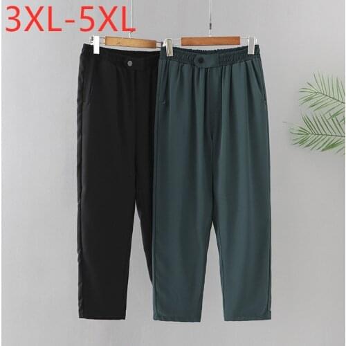 New 2021 Ladies Summer Plus Size Haren Pants For Women Large Loose Casual Black Green Pocket Cropped Trousers 3XL 4XL 5XL