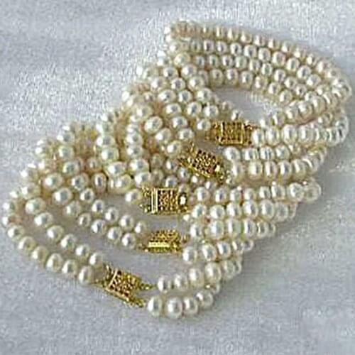 New White Akoya Cultured Pearl Nearround Beads Bangle 7-8mm Woman Bracelet 5PCS Wholesale Price Elegant Jewelry 7.5inch BV54