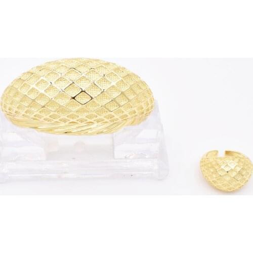 NEW High Quality Ltaly 750 Gold color Jewelry Set For Women african beads fashion BIG Bracelet Ring jewelry NEW High Quality Lta