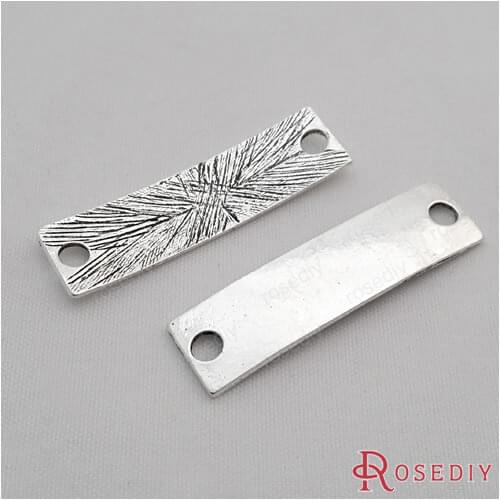 Wholesale 38*10mm Antique Silver color Rectangle Zinc Alloy Blank Tag 2 Holes Charms Diy Jewelry Findings 20 pieces(JM7209)