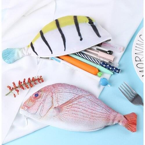 Creative simulation salted fish sea fish pen bag personality stationery bag male and female pencil box