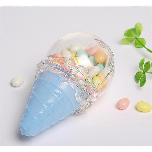 16pcs Ice-cream Shaped Candy Box Baby Shower Baptism Party Wedding Transparent Plastic Sweets Container