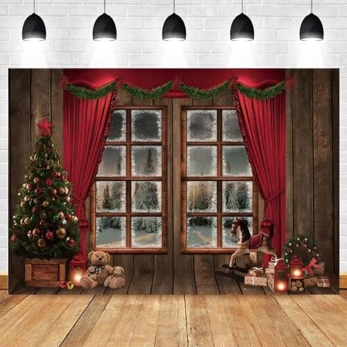 Yeele Christmas Background Gift Fireplace Board Window Red Curt Backdrop Photography Baby Birthday Party Photo Studio Photophone