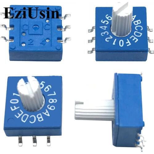 0-9 10 Rotary Coding Knob Switch DIP 6pins 8421C With Shank 3:3 PCB Switching 6p 0-F 16 SMT