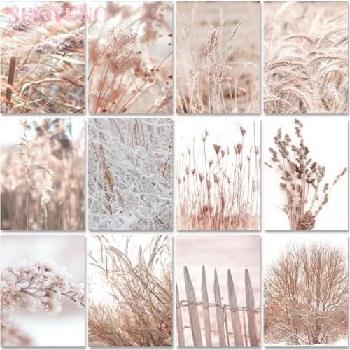 SDOYUNO Oil Painting By Number Plant Bulrush Diy Landscape Acrylic Paint On Canvas Pictures By Numbers HandPainted Decor Kit