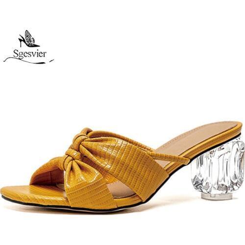 Sgesvier 2020 hot sale big size 43 women sandals solid colors summer crystal high heel sandals fashion party dress shoes woman