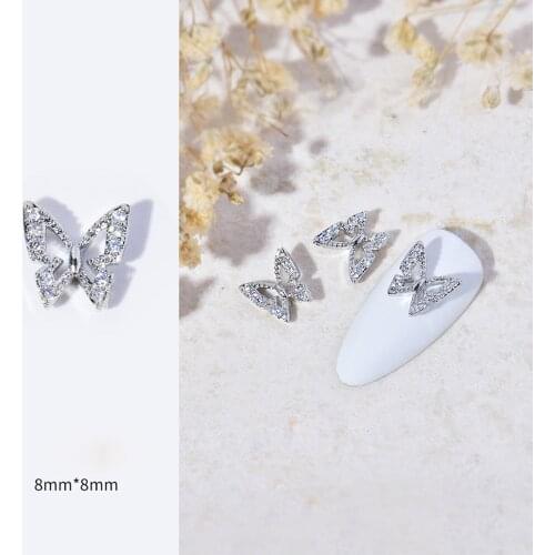 5pcs DIY Butterfly Nail Rhinestone Diamond Pearl Alloy Zircon Nail Art Decoration Star Moon Shape Manicure Ornament