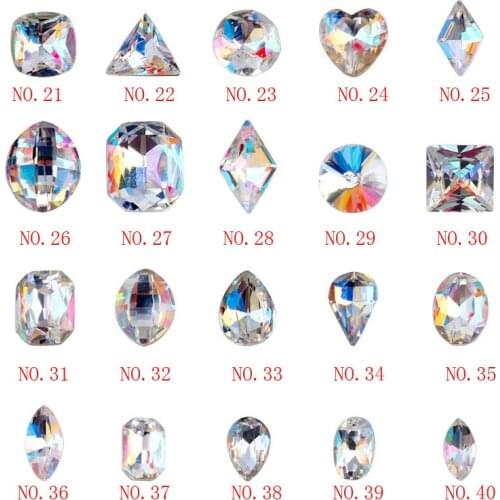 Swarovsky 10 Pieces AB Rhinestone Nail Art Decoration Gold Gemstone Nail Rhinestone Nail Decoration Different Shaped