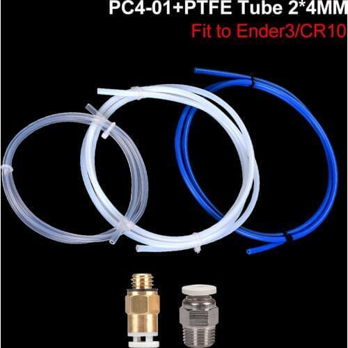 PTFE Tube Teflont PiPe Fitting Connect+PC4-01 Pneumatic Connectors Quick Fitting Bowden 3D Printer Parts For Ender 3 CR10 Hotend