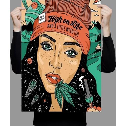 W470 Silk Fabric Poster Wall Art Decor HIGH ON ZITE VINTAGE Trend Fashion Decoration Bright Christmas Gift