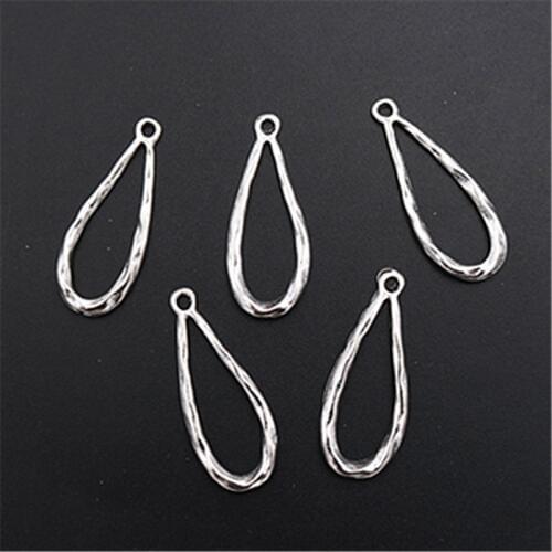 WKOUD 10pcs Silver Color hollow creative drop type alloy pendants simple bracelet earrings DIY metal jewelry charm makings